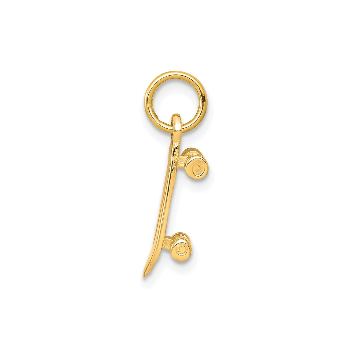 10k Yellow Gold Skateboard Pendant with Carved Lightning Bolt, Urban Streetwear Style