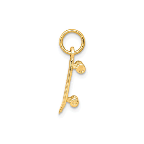 10k Yellow Gold Skateboard Pendant with Carved Lightning Bolt, Urban Streetwear Style