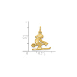 10k Yellow Gold Skier Pendant Charm in Mid-Ski Position with Poles, Winter Sports Theme