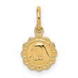 10k Yellow Gold Virgin Mary Medal Pendant with Scalloped Edge and Textured Engraving