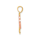 10k Two-Tone Gold Heart Key and Lock Pendant, Romantic Relationship Symbol Jewelry