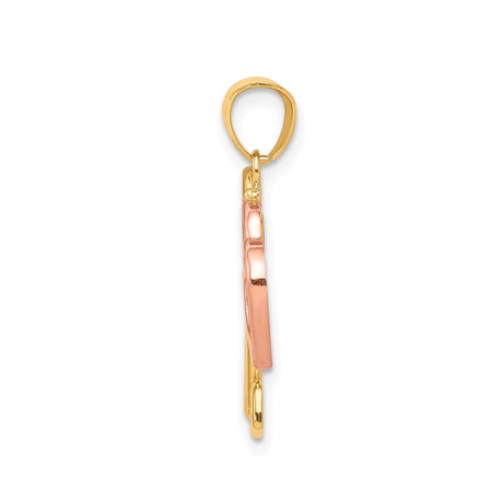 10k Two-Tone Gold Heart Key and Lock Pendant, Romantic Relationship Symbol Jewelry