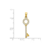 10k Yellow Gold Key Pendant with Cubic Zirconia, Minimalist Charm for Women