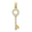 10k Yellow Gold Key Pendant with Cubic Zirconia, Minimalist Charm for Women