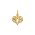 10k Yellow Gold Heart Pendant with Bold MOM Letters, Sentimental Mother Jewelry Charm