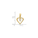 10k Yellow Gold Heart Pendant with Solitaire Cubic Zirconia Center