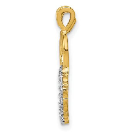 10k Yellow Gold Heart Pendant with Cubic Zirconia, Double Intertwined Open Hearts Design