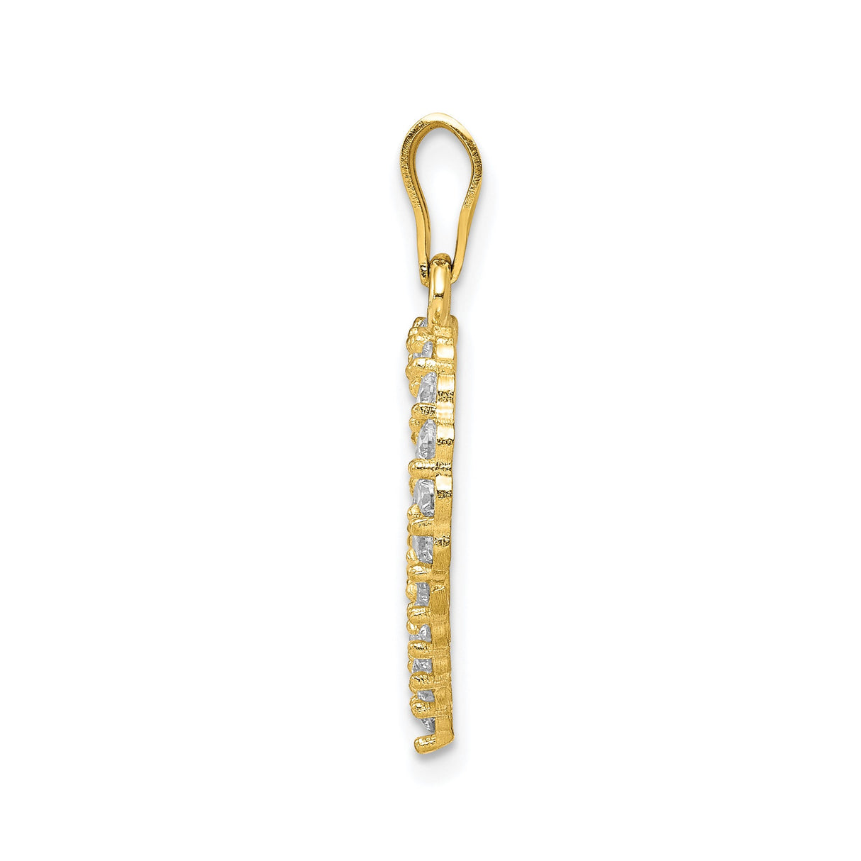 10k Yellow Gold Heart Pendant with Cubic Zirconia, Romantic Open Design for Women
