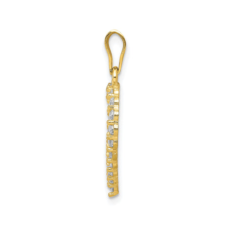 10k Yellow Gold Heart Pendant with Cubic Zirconia, Romantic Open Design for Women