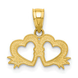 Double Heart Charm Pendant in Real 10k Yellow Gold
