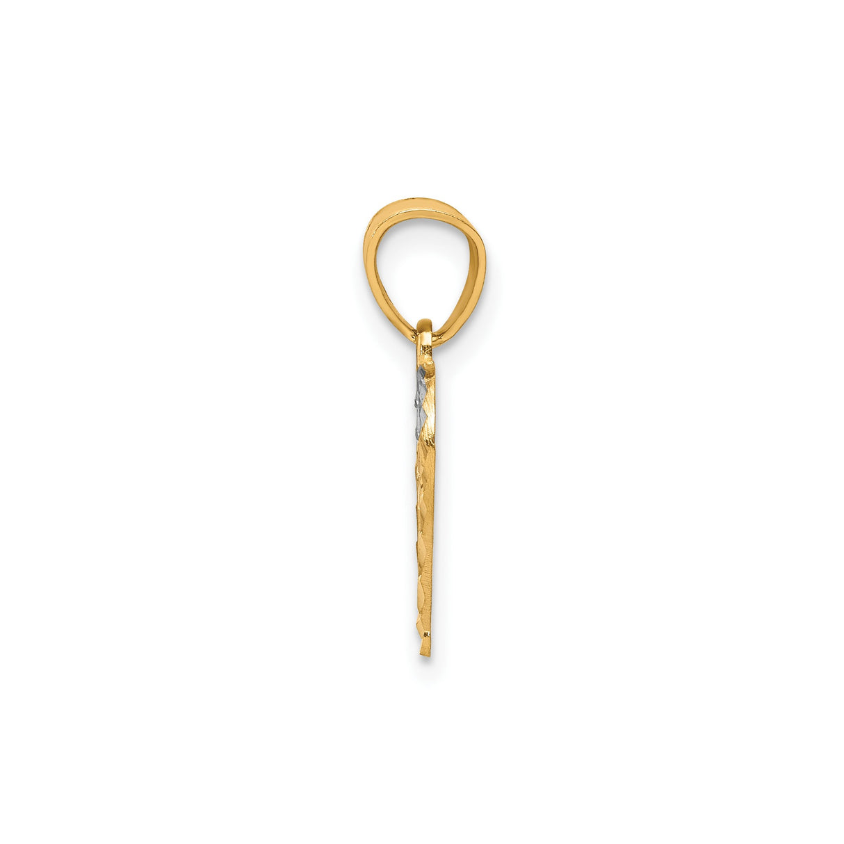 10k Multi-Tone Gold Heart Pendant with Open Heart Design and Diamond Cut Crescent Accent