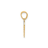 10k Multi-Tone Gold Heart Pendant with Open Heart Design and Diamond Cut Crescent Accent