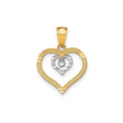 10k Multi-Tone Gold Heart Pendant, Double Open Heart with Two-Tone Design for Women