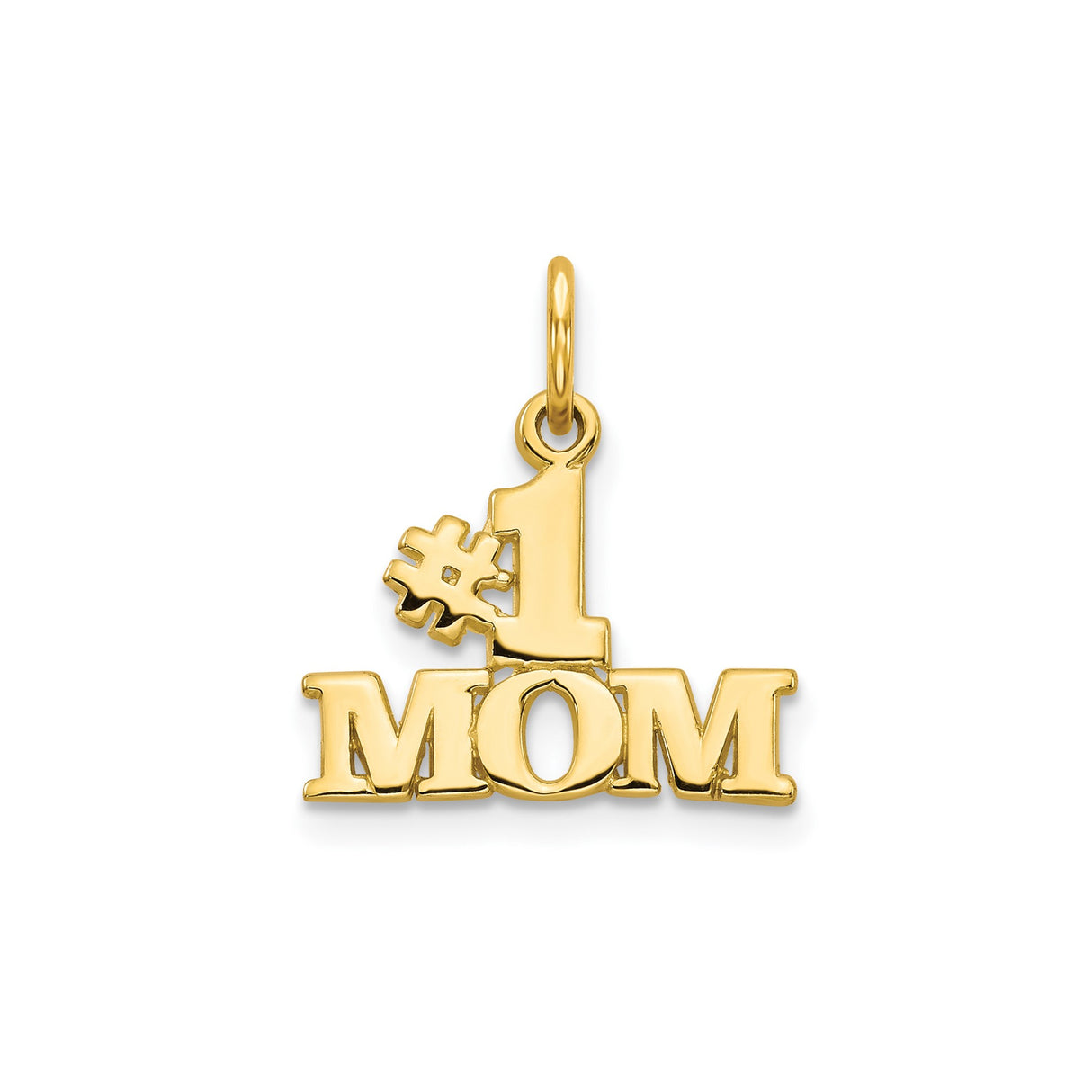 10k Yellow Gold Mom Pendant, Bold #1 Design, Motherhood Charm for Necklace or Bracelet
