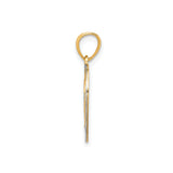10k Multi-Tone Gold Dual Heart Pendant with Rhodium Plating, Filigree Design for Women