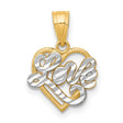 10k Multi-Tone Gold Heart Pendant with Script Love Charm for Women