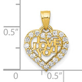 10k Yellow Gold Heart Pendant with Cubic Zirconia and LOVE YOU Message, Romantic Charm for Women