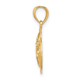 10k Multi-Tone Gold Heart Pendant with Rhodium Detail, Filigree Mom Design for Women