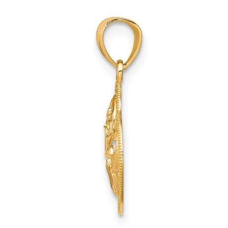 10k Multi-Tone Gold Heart Pendant with Rhodium Detail, Filigree Mom Design for Women