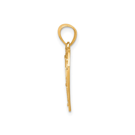 Mom Heart Charm Pendant in Real 10k Multi-Tone Gold