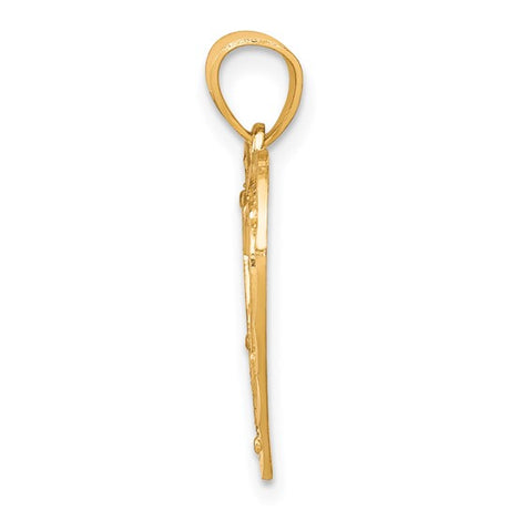 Mom Heart Charm Pendant in Real 10k Multi-Tone Gold