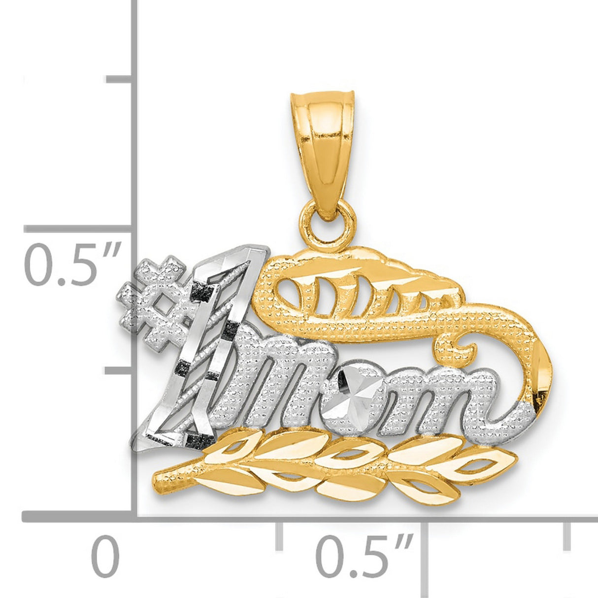 #1 Mom Charm Pendant in Real 10k Multi-Tone Gold