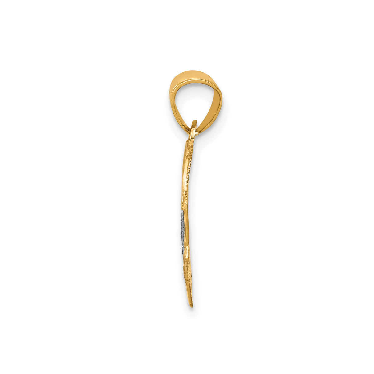 10k Multi-Tone Gold Heart Pendant with Floral Accent and #1 Wife Charm