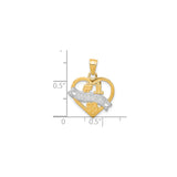 10k Multi-Tone Gold Heart Pendant with Floral Accent and #1 Wife Charm