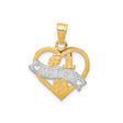 10k Multi-Tone Gold Heart Pendant with Floral Accent and #1 Wife Charm