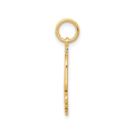 10k Yellow Gold Pendant, Number One Mom Design with Bold Lettering and Flower Detail