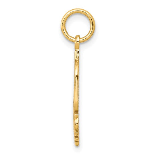 10k Yellow Gold Pendant, Number One Mom Design with Bold Lettering and Flower Detail