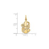 10k Yellow Gold Pendant, Number One Mom Design with Bold Lettering and Flower Detail