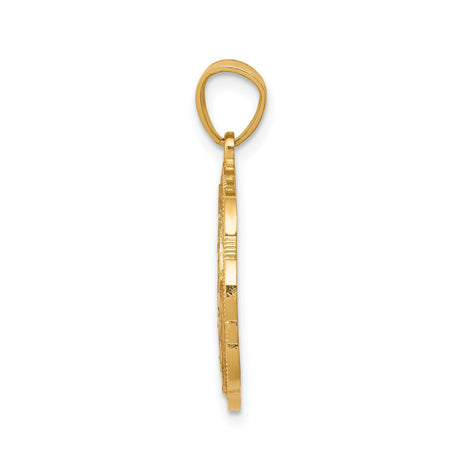 10k Two-Tone Gold 15 Años Pendant with Rose, White, and Yellow Scalloped Oval Design