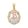 10k Two-Tone Gold 15 Años Pendant with Rose, White, and Yellow Scalloped Oval Design