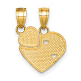 Big Sis Lil Sis Break-apart Heart Charm Pendant in Real 10k Yellow Gold