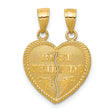 Best Friends Break-apart Heart Charm Pendant in Real 10k Yellow Gold