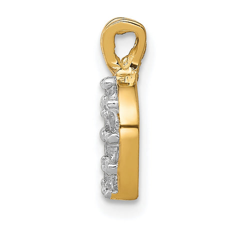 10k Yellow Gold Horseshoe Pendant with Cubic Zirconia, Lucky Charm Jewelry for Women