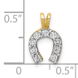 10k Yellow Gold Horseshoe Pendant with Cubic Zirconia, Lucky Charm Jewelry for Women