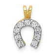10k Yellow Gold Horseshoe Pendant with Cubic Zirconia, Lucky Charm Jewelry for Women