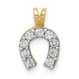 10k Yellow Gold Horseshoe Pendant with Cubic Zirconia, Lucky Charm Jewelry for Women