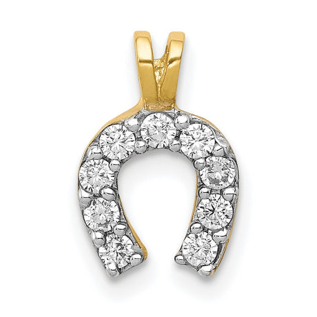 10k Yellow Gold Horseshoe Pendant with Cubic Zirconia, Lucky Charm Jewelry for Women