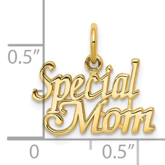 10k Yellow Gold Mom Pendant with Elegant Script Design for Women