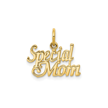 10k Yellow Gold Mom Pendant with Elegant Script Design for Women
