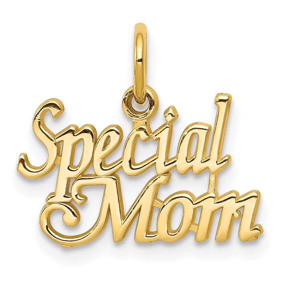 10k Yellow Gold Mom Pendant with Elegant Script Design for Women