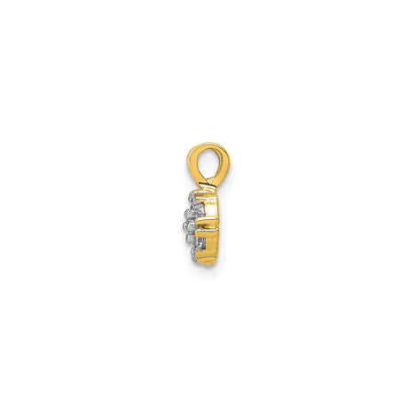 10k Yellow Gold Pendant with Cubic Zirconia in Floral Cluster Design for Women