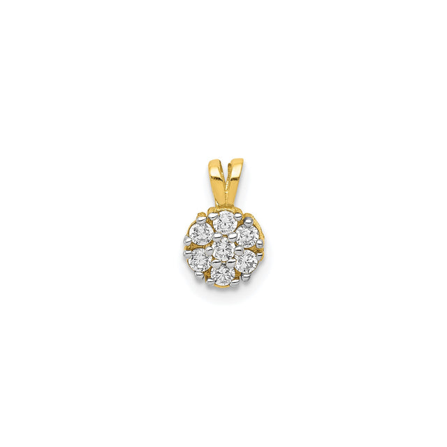 10k Yellow Gold Pendant with Cubic Zirconia in Floral Cluster Design for Women