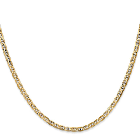 10K Yellow Gold 3 mm Polished Chain Necklace, Solid