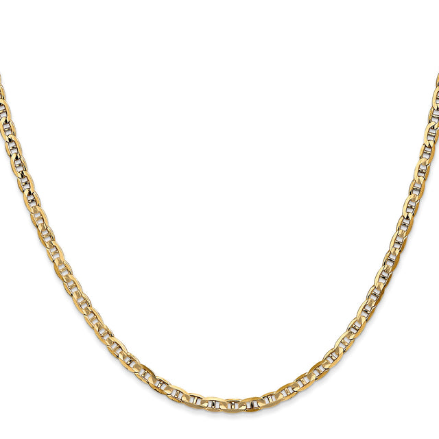 10K Yellow Gold 3 mm Polished Chain Necklace, Solid