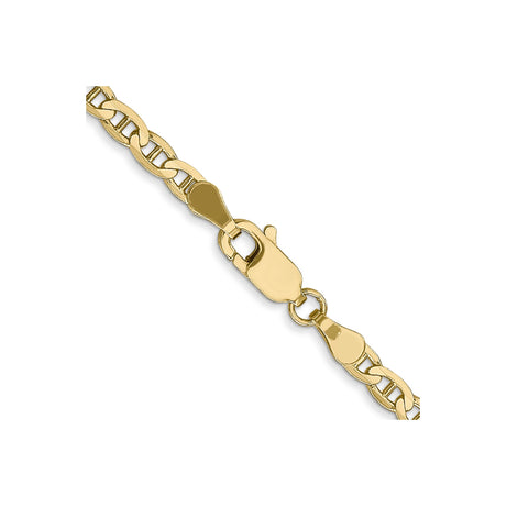 10K Yellow Gold 3 mm Polished Chain Necklace, Solid alternate angle