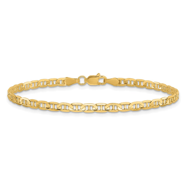 10K Yellow Gold 3 mm Polished Chain Anklet, Solid